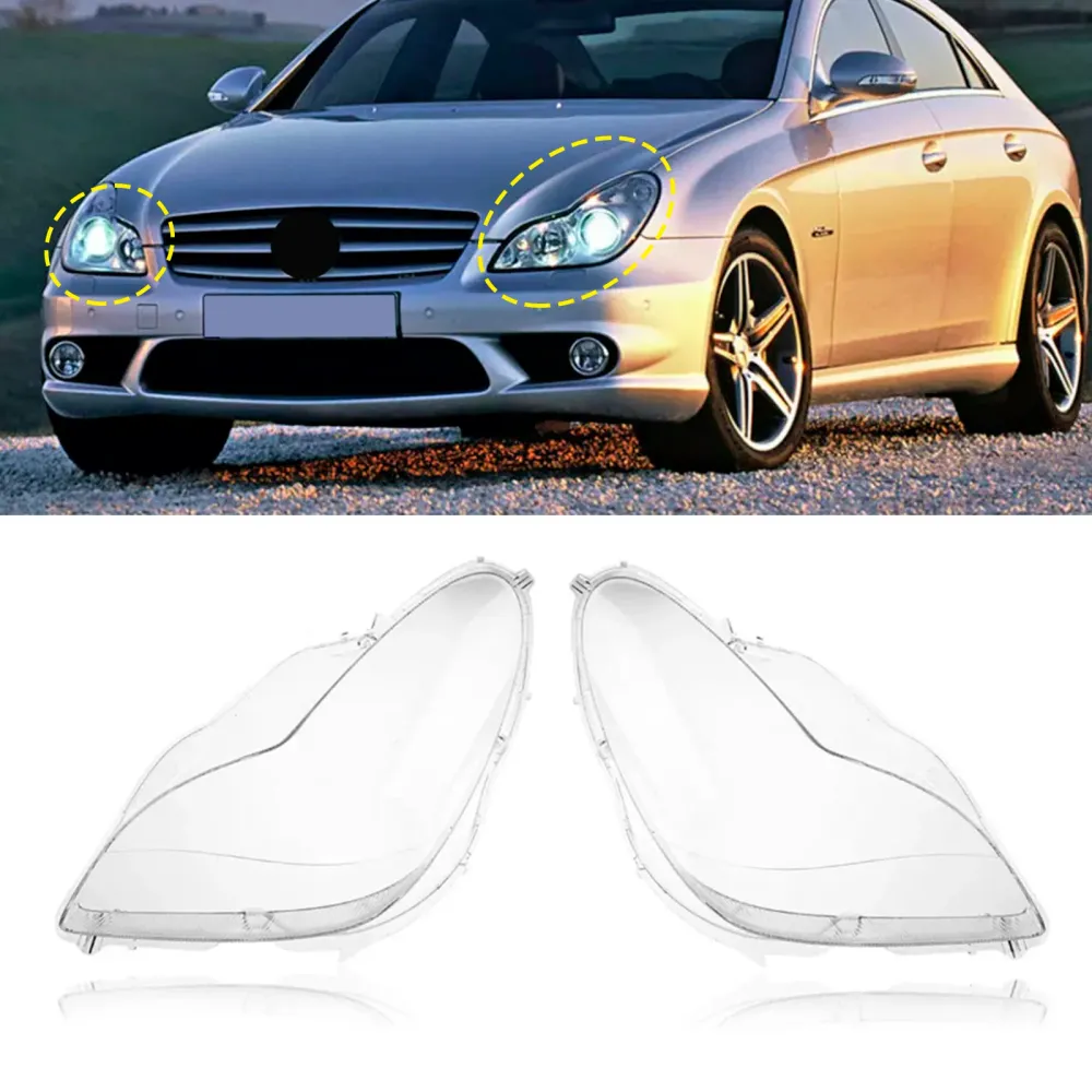 Mercedes 2006-2011 W219 CLS350 CLS500 2 peças de vidro transparente para farol dianteiro
