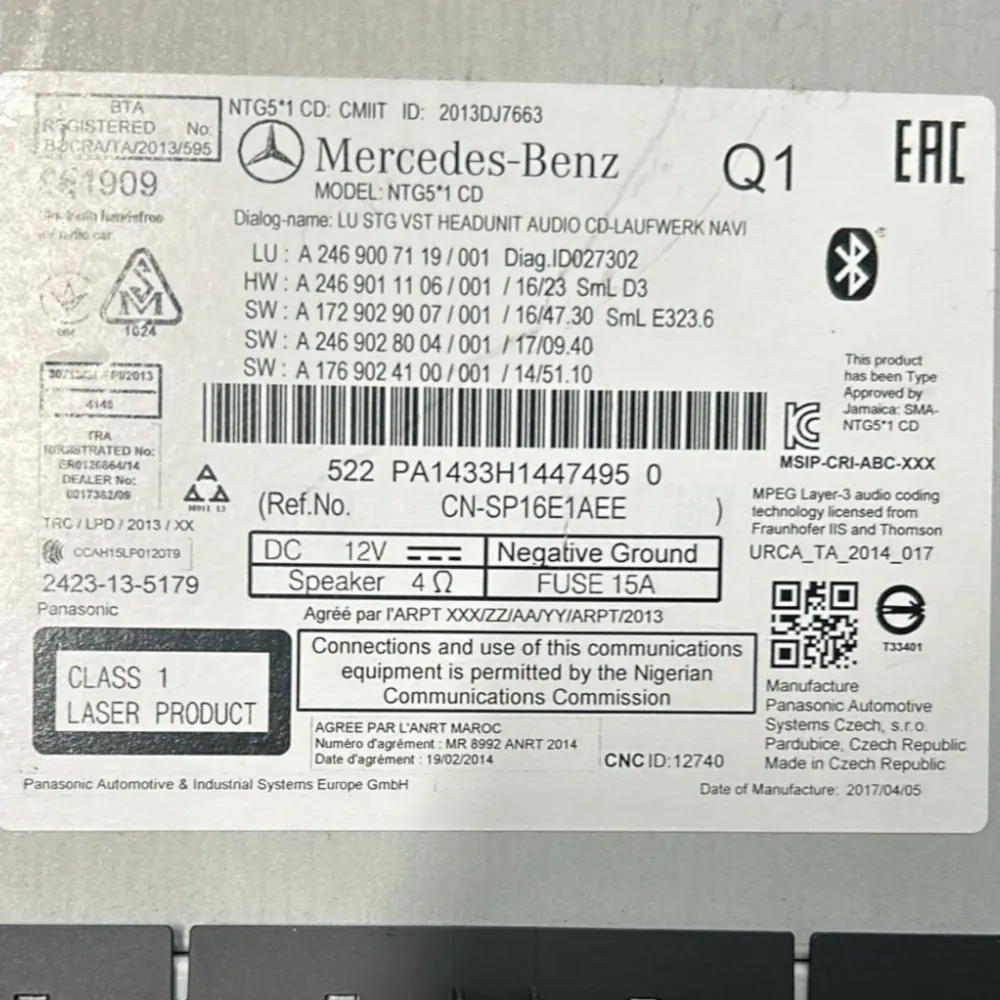 Mercedes Bench X156 COD: A2469007119 (2013> 2019) Rádio / estéreo / estéreo / estéreo