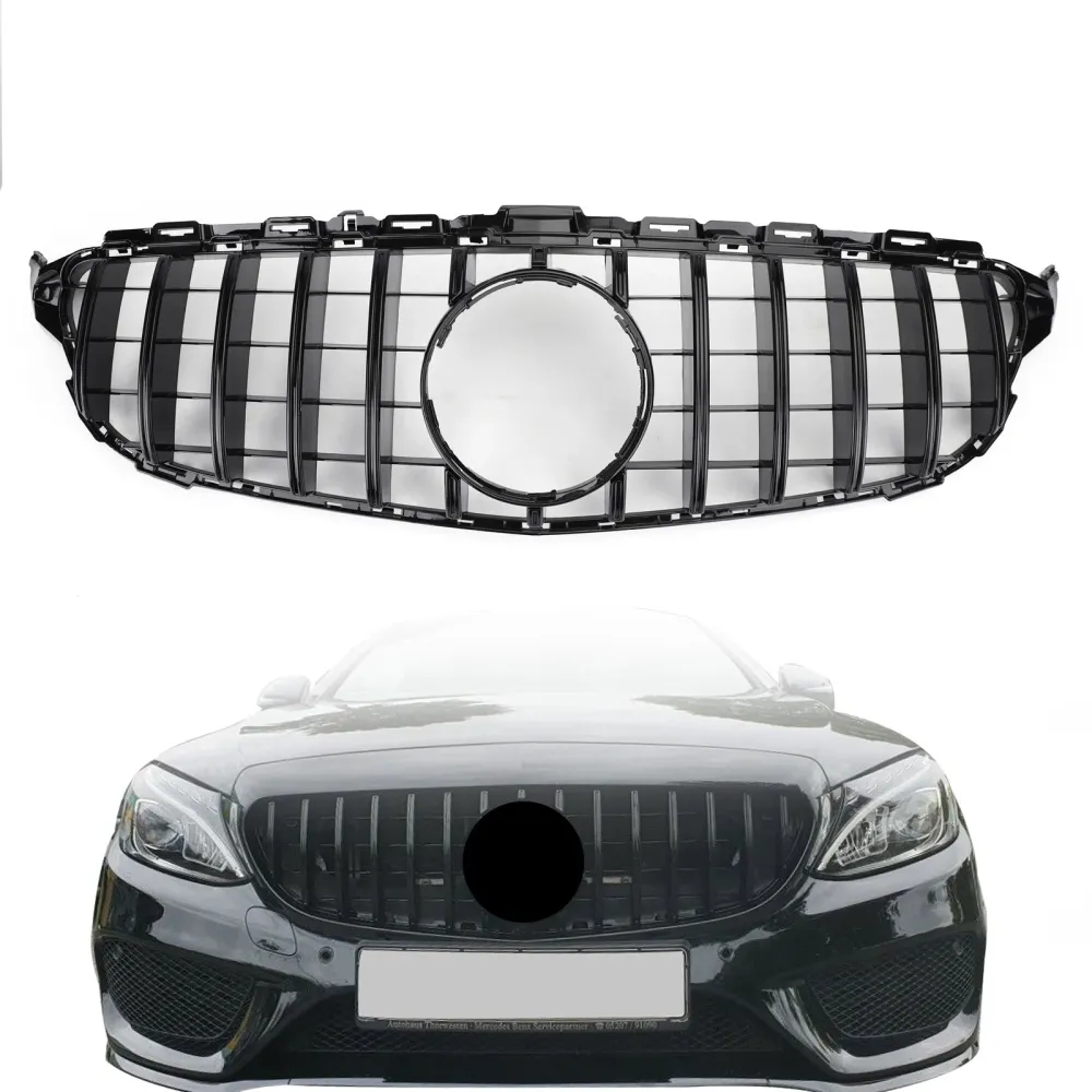 Mercedes Benz Classe C 2015-2018 W205 C200 C250 C300 C350 (modelos sem câmera) Grade do para-choque dianteiro estilo GTR G...
