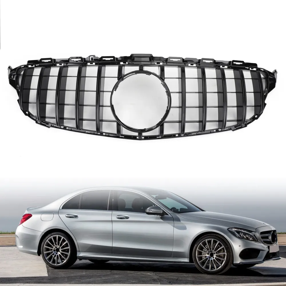 Mercedes Benz Classe C 2015-2018 W205 C200 C250 C300 C350 (modelos sem câmera) Grade do para-choque dianteiro estilo GTR G...