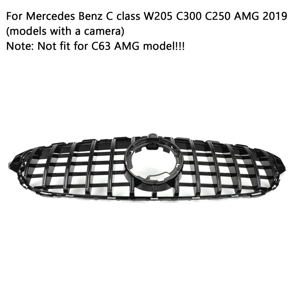 Mercedes Benz Classe C 2019 2020 2021 W205 C300 C250 AMG (modelos com câmera) Grade estilo GTR com câmera genérica