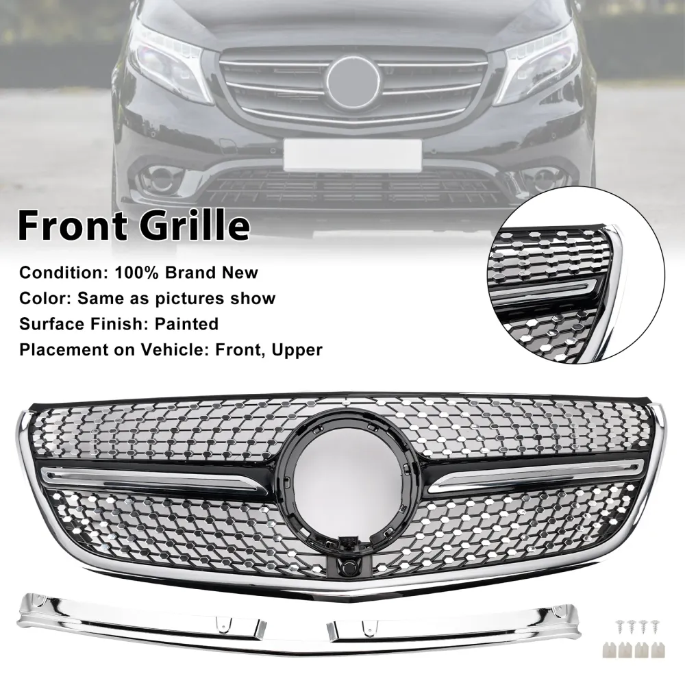 Mercedes Vito 2014-2023 W447 Grade do para-choque dianteiro cromada com diamante