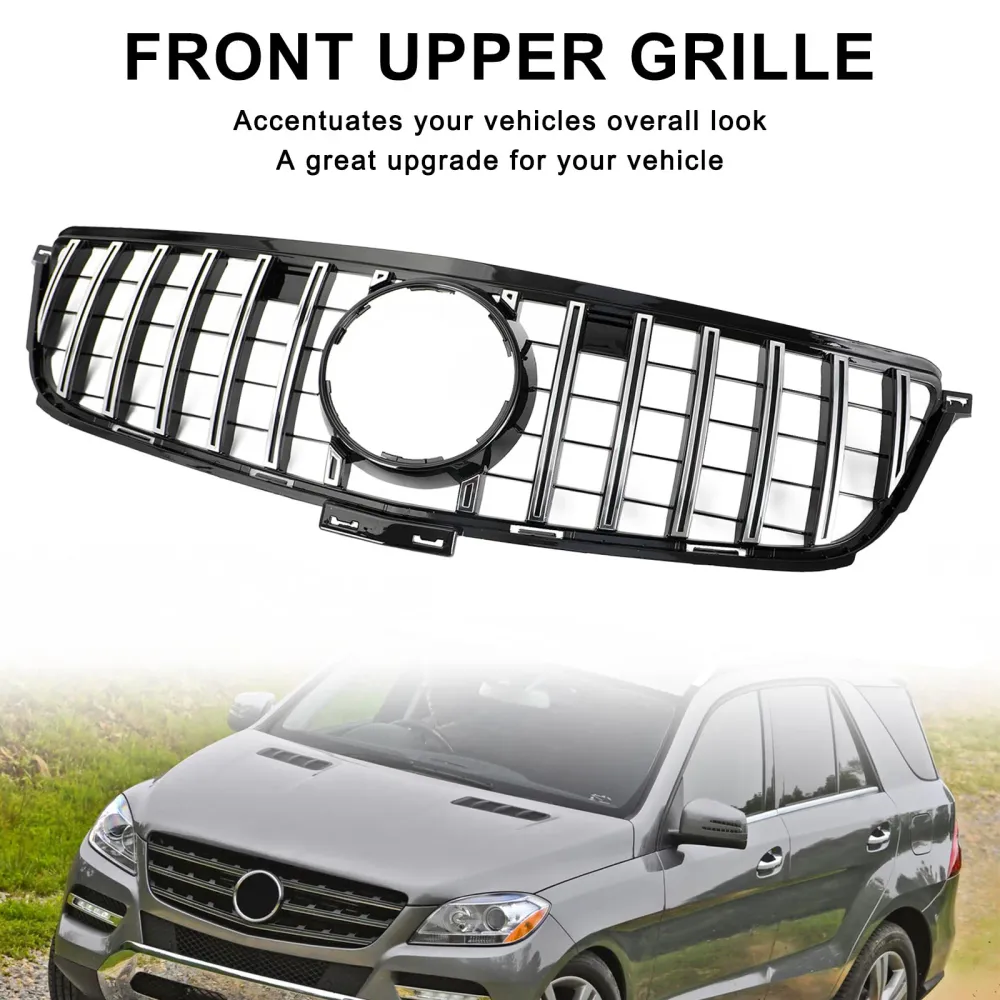Mercedes-Benz 2012-2015 W166 Grade dianteira estilo GTR ML350 400 550 cromada preta