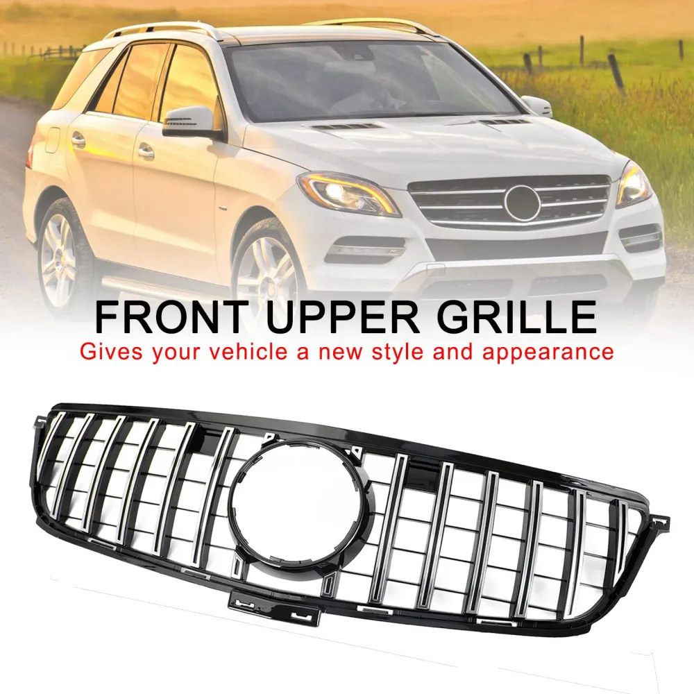 Mercedes-Benz 2012-2015 W166 Grade dianteira estilo GTR ML350 400 550 cromada preta