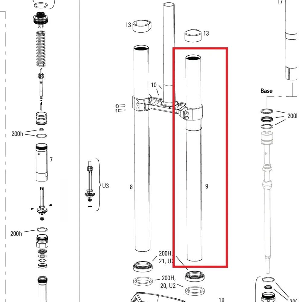 Mergulho esquerdo ROCKSHOX 38mm BOXXER D1+(2024+) Preto