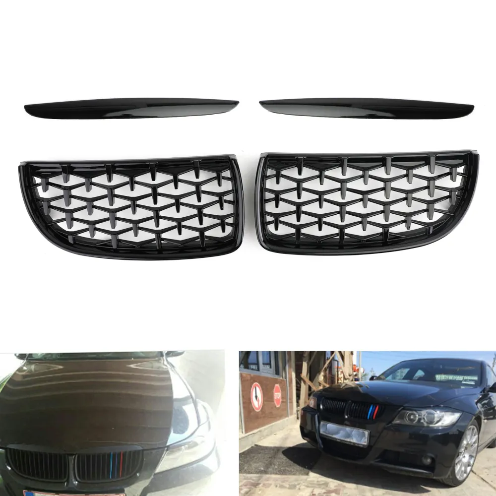Meteor Black Kidney Grill Mesh Grille Fit BMW E90 3 Série Sedan 2005-2008 51712151895 51712151896 51712151897 51712151898...
