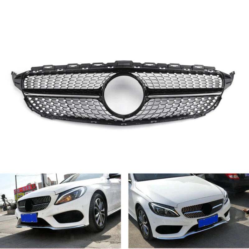 Nova grade frontal Diamond Grill para Benz W205 Classe C C250 C300 C400 2015-2018