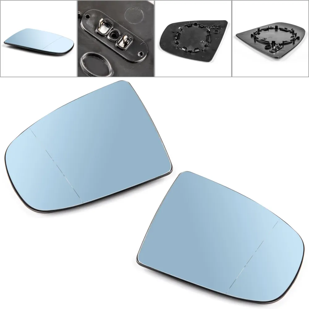 Par Espelho lateral da asa aquecida vidro azul para BMW x5 x6 e70 e71 e72 2008-2014 genérico