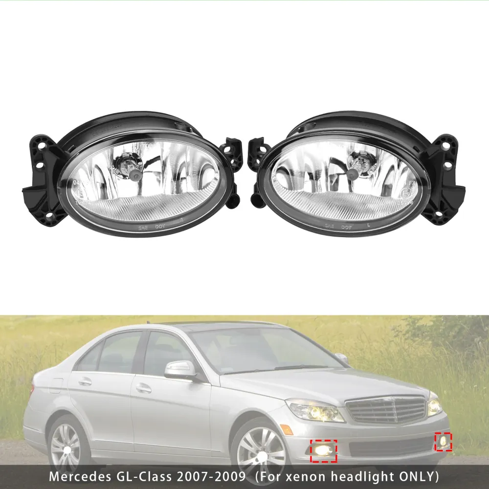 Par de faróis de neblina dianteiros com lâmpadas para Mercedes Benz W204 W211 W164 C219