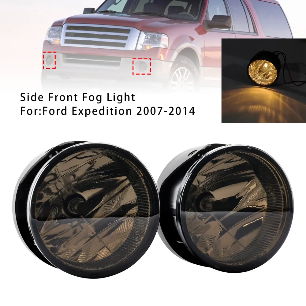 Par de lâmpadas de luz de nevoeiro dianteiro com lâmpadas para Ford Expedition 2007-2014 Lente defumada