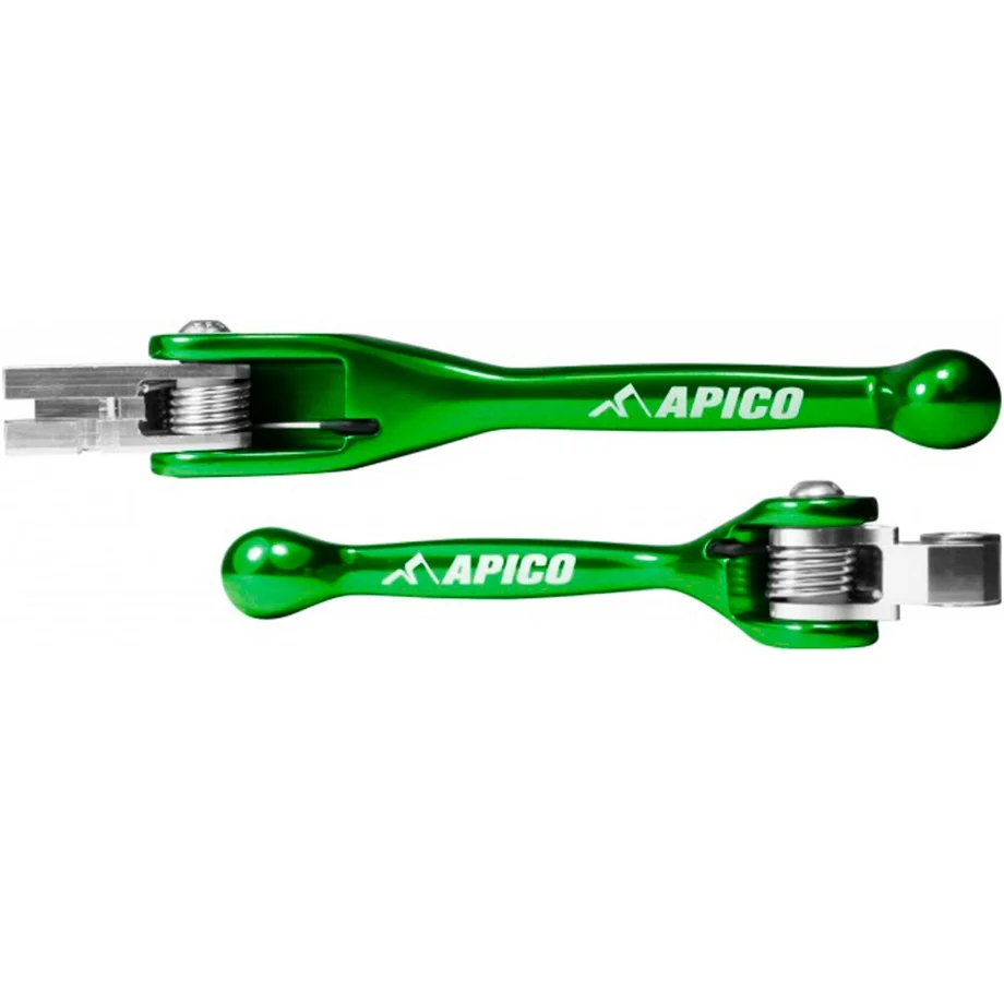 Par de Manetes Flexíveis APICO Verde para KAWASAKI KX 125/250 00-08 KX 65/85 02-20