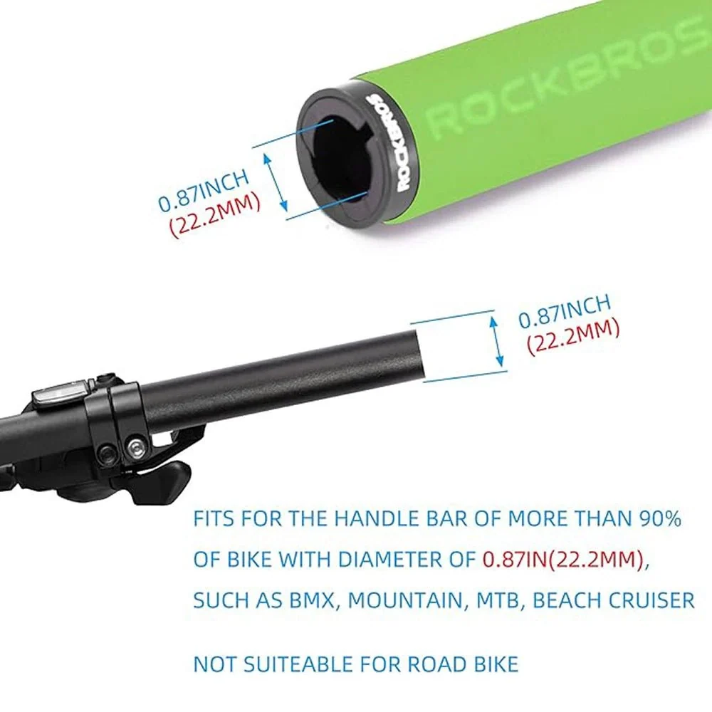 Par de punhos de bicicleta em esponja - verde e preto