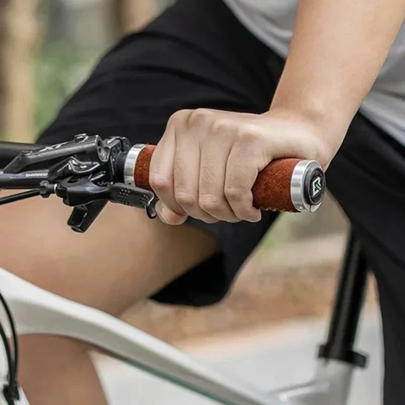 Par de punhos de guiador de bicicleta em couro genuíno