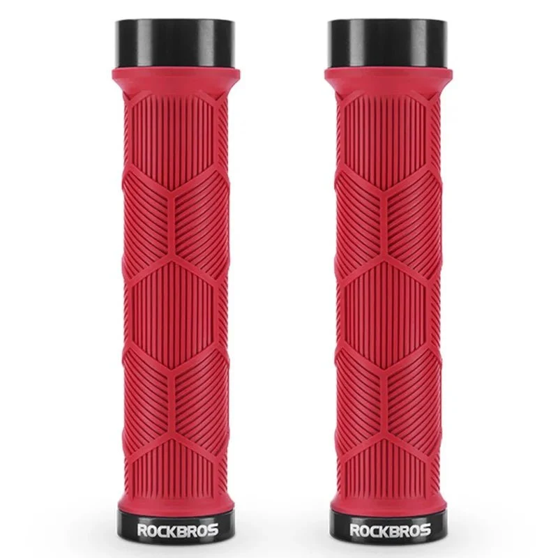 Par de punhos para bicicleta com tampas refletoras - Vermelho