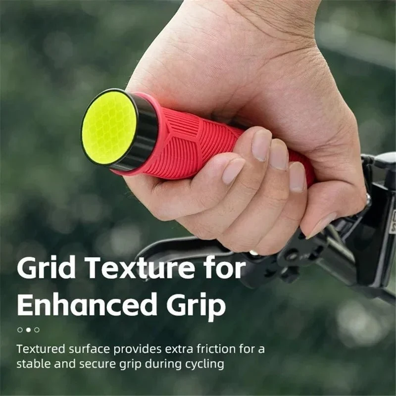 Par de punhos para bicicleta com tampas refletoras - Vermelho