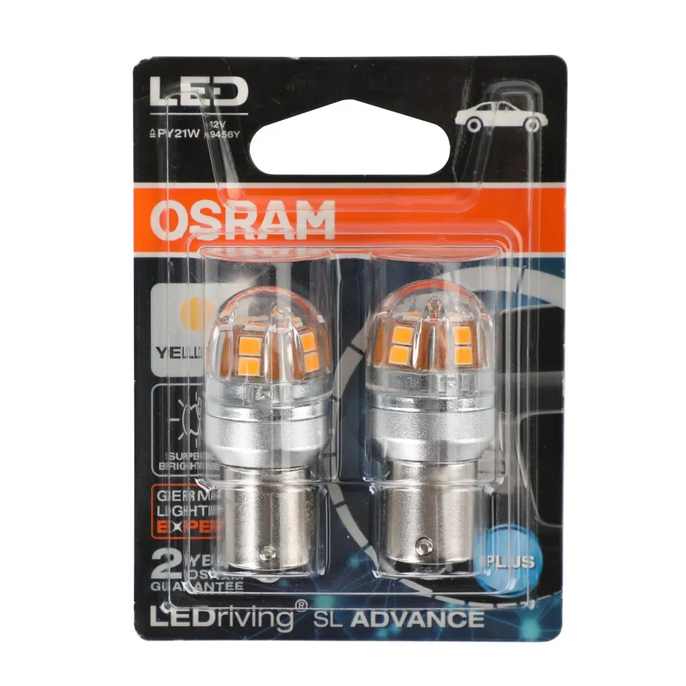 2x para osram 9456Y Carros auxiliares de carro LED PY21W 12V2.5W BAU15S Genérico