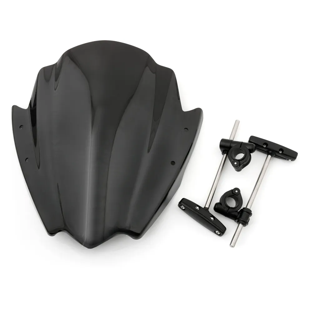 Para-brisa universal preto para motocicleta Harley 7/8" & 1" Suporte para guidão