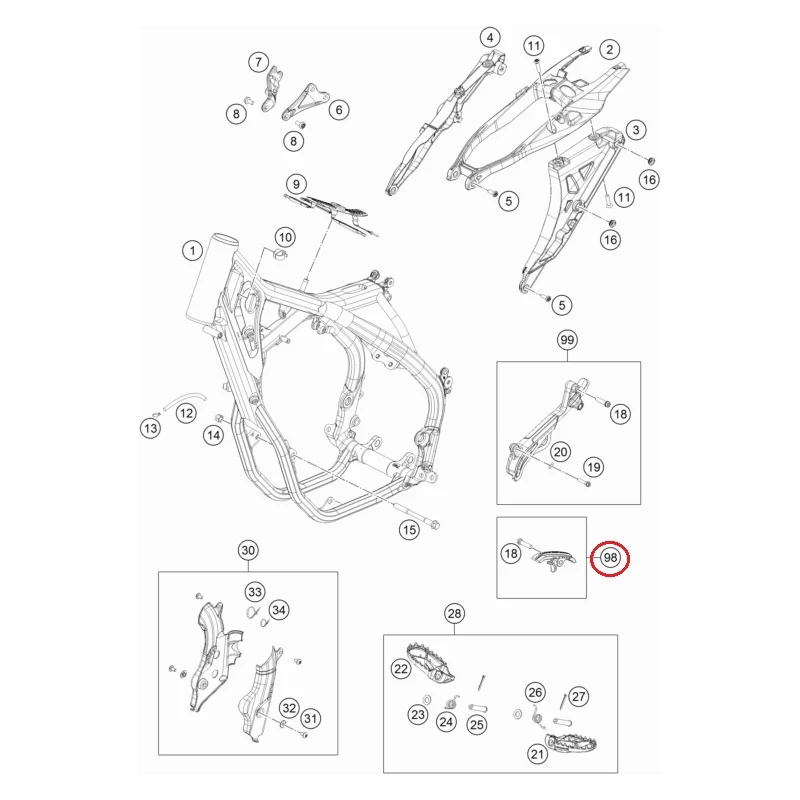 Patim de Corrente Inferior Original KTM EXC/EXC-F 17-23, SX 250 17-22, SX/SX-F 16-22, HUSQVARNA TE/FE 17-23, TC 250 17-22,...