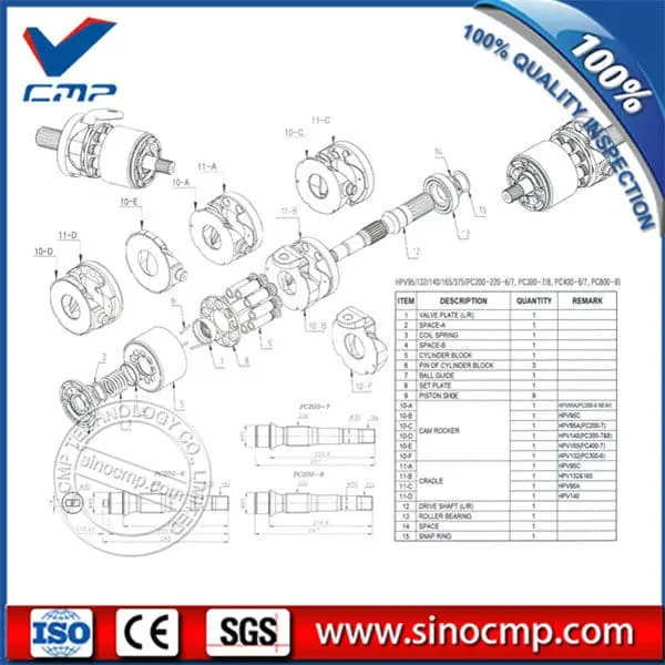 Peças da bomba hidráulica HPV140 para Komatsu PC300-7 PC300-8 PC350-7 PC350-8