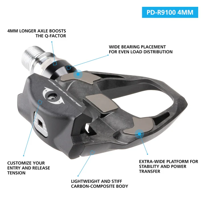 Pedais SHIMANO DURA ACE R9100 +4 mm