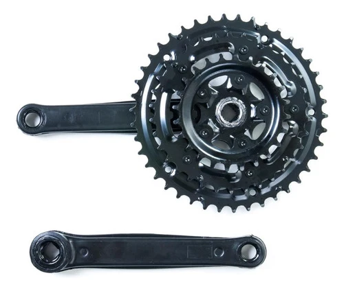 Pedivela Mtb Alumínio 170mm Pto Coroa ço Preto 24/34/42d