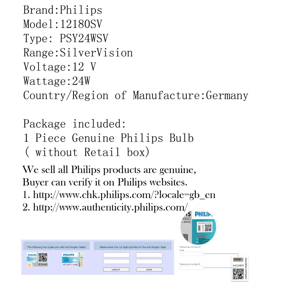 PHILIPS PSY24WSV PSY24W 12180SV 12180 BULL DE PRATA PG20-4 Turn Singal Light Generic
