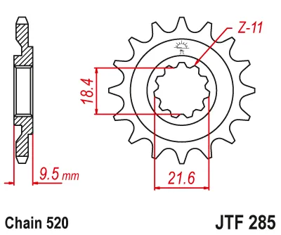 Pinhão de Ataque JT HONDA CR 250 86-87, CR 500 86-87 - 14 dentes