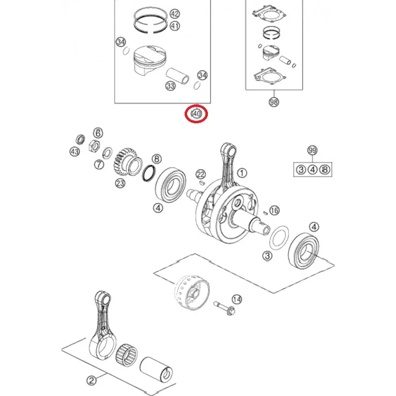 Pistão Original KTM SX-F/EXC-F 250 06-12 Grupo I D: 76MM (Ref. 40)