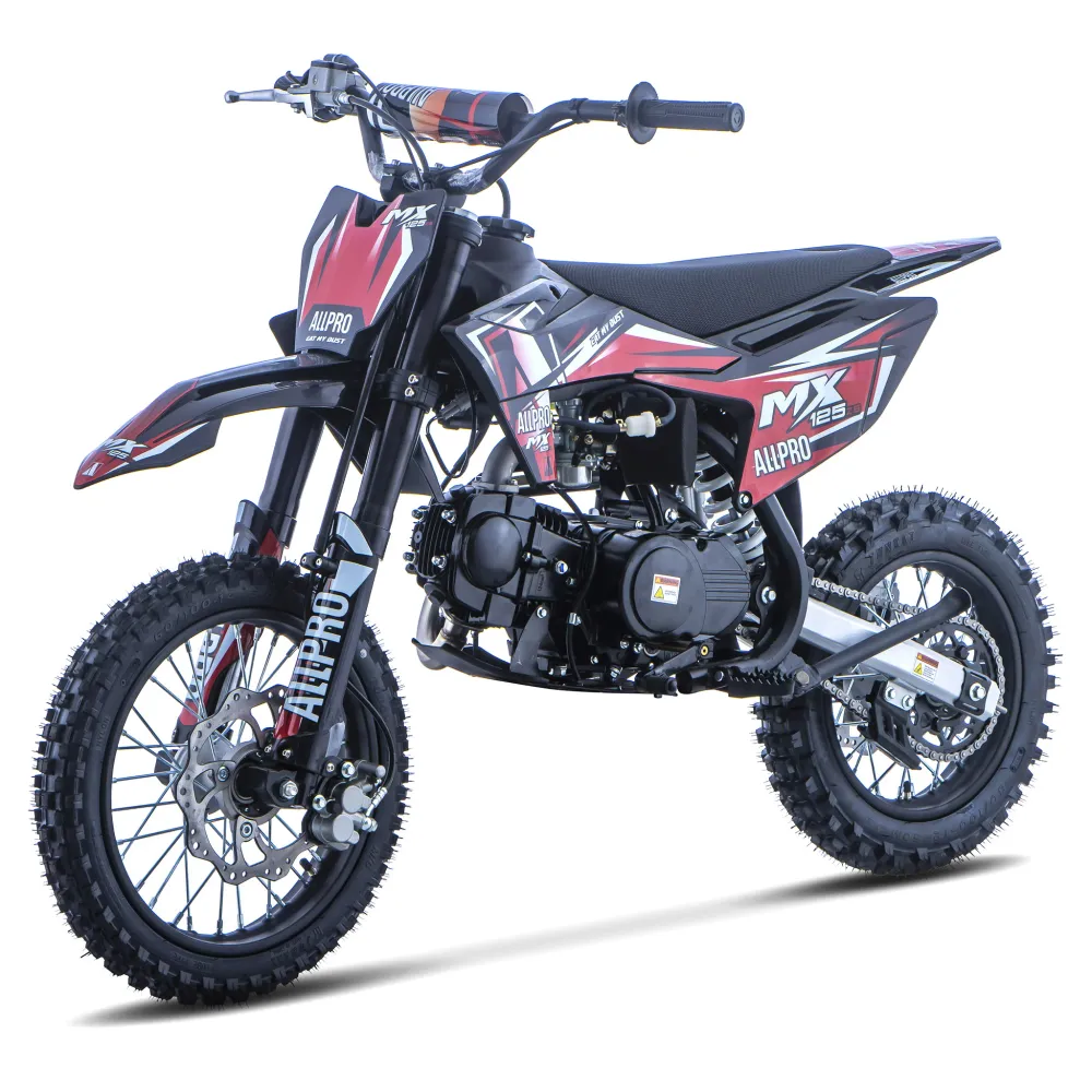 Pitbike infantil Cross MX 125 ZS 4T Zongshen semi-automática 14/12 AllPro Vermelho