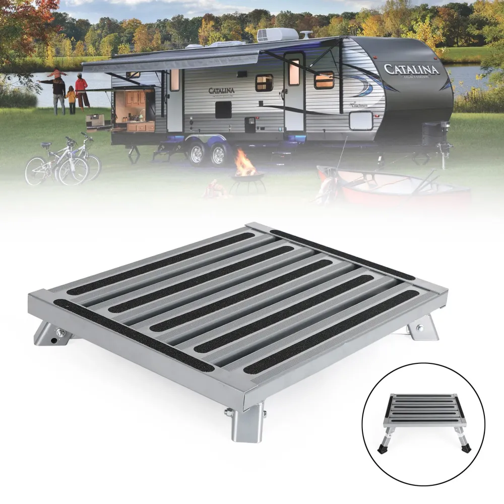 Plataforma de alumínio dobrável RV STEP STOOL Trailer Camper Working Ladder Portable