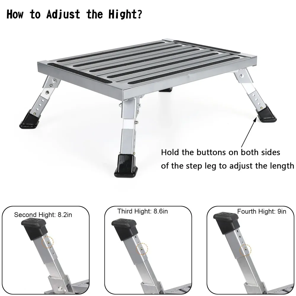 Plataforma de alumínio dobrável RV STEP STOOL Trailer Camper Working Ladder Portable