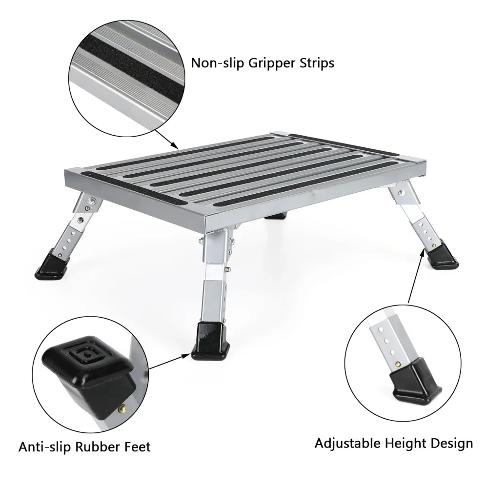 Plataforma de alumínio dobrável RV STEP STOOL Trailer Camper Working Ladder Portable