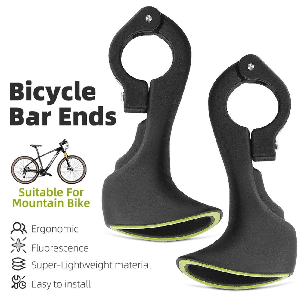 Punhos de bicicleta de montanha leves com extremidades fluorescentes