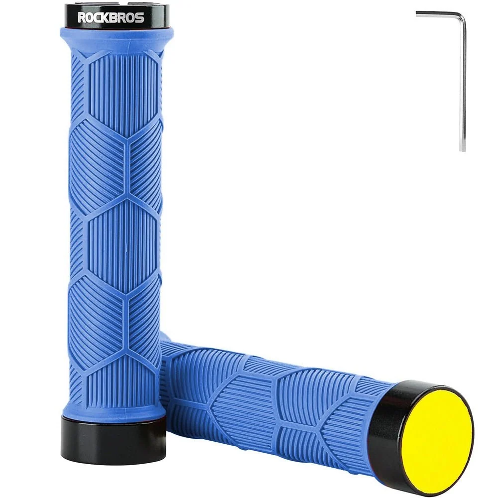 Punhos de bicicleta Rockbros com refletor azul