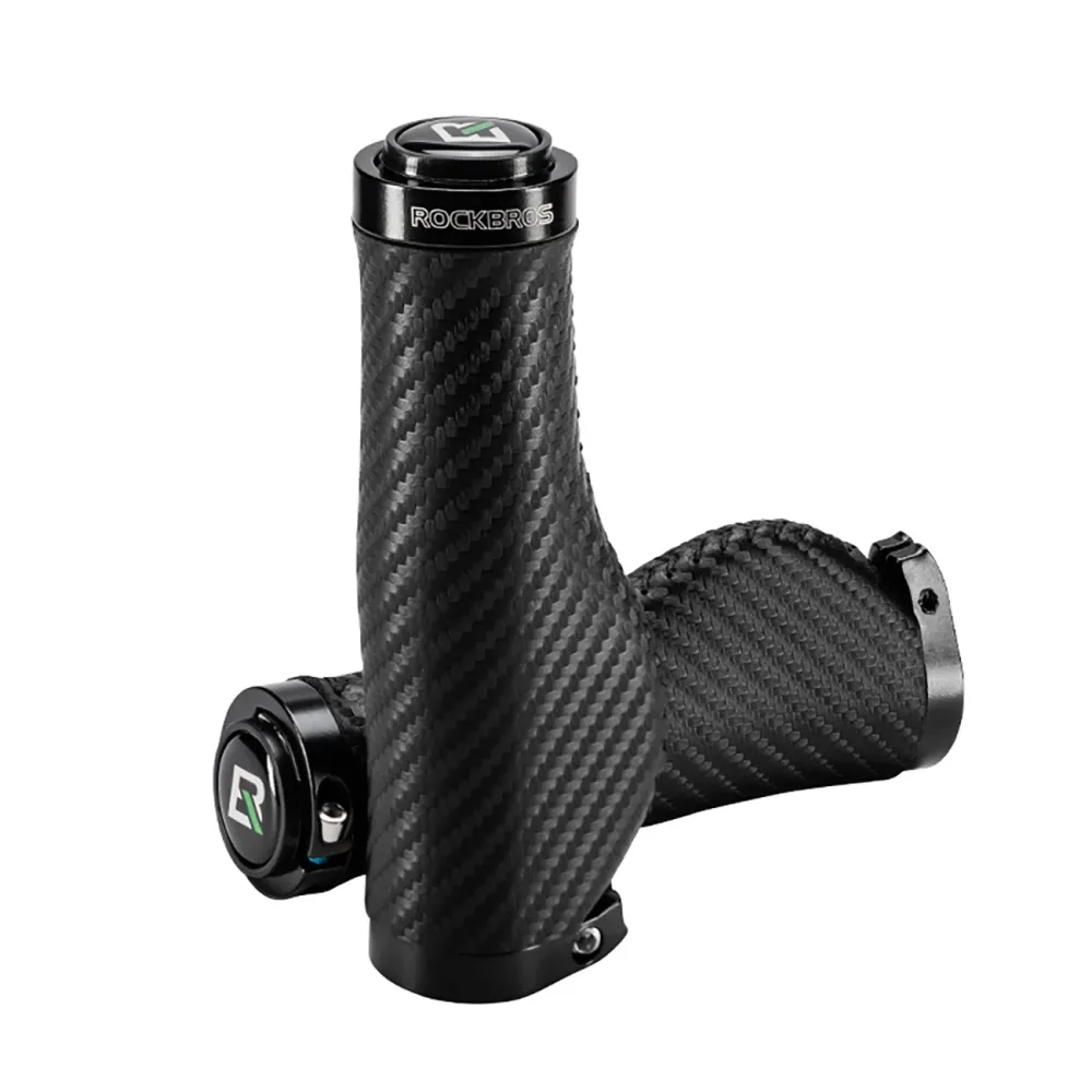 Punhos de bicicleta Rockbros Torcidos Ergonómicos Antiderrapantes - Preto