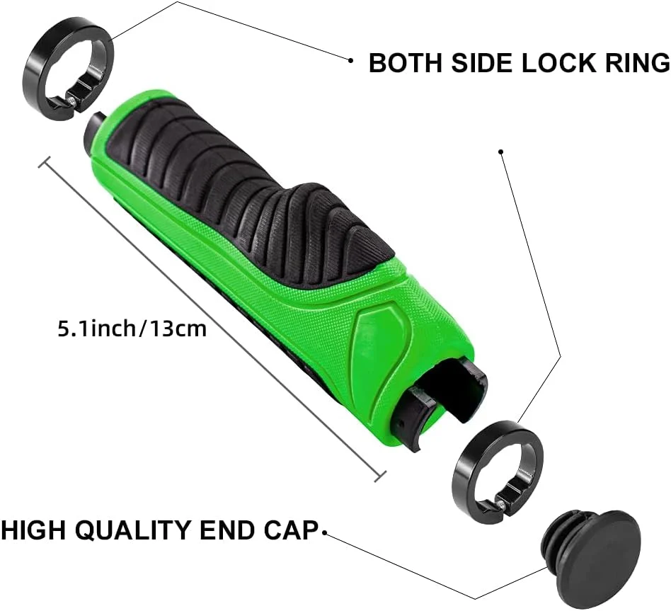 Punhos de bicicleta Rockbros verde e preto