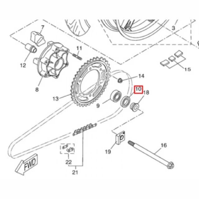 Retentor esquerdo da roda traseira Yamaha YZF-R 125 08-13