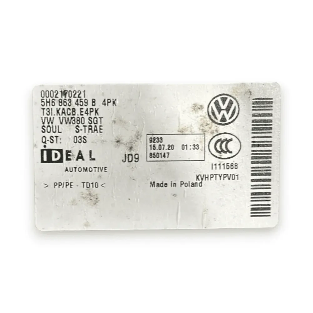 Revestimento do batente traseiro volkswagen golf VIII cod:5h6863459b (2019-)