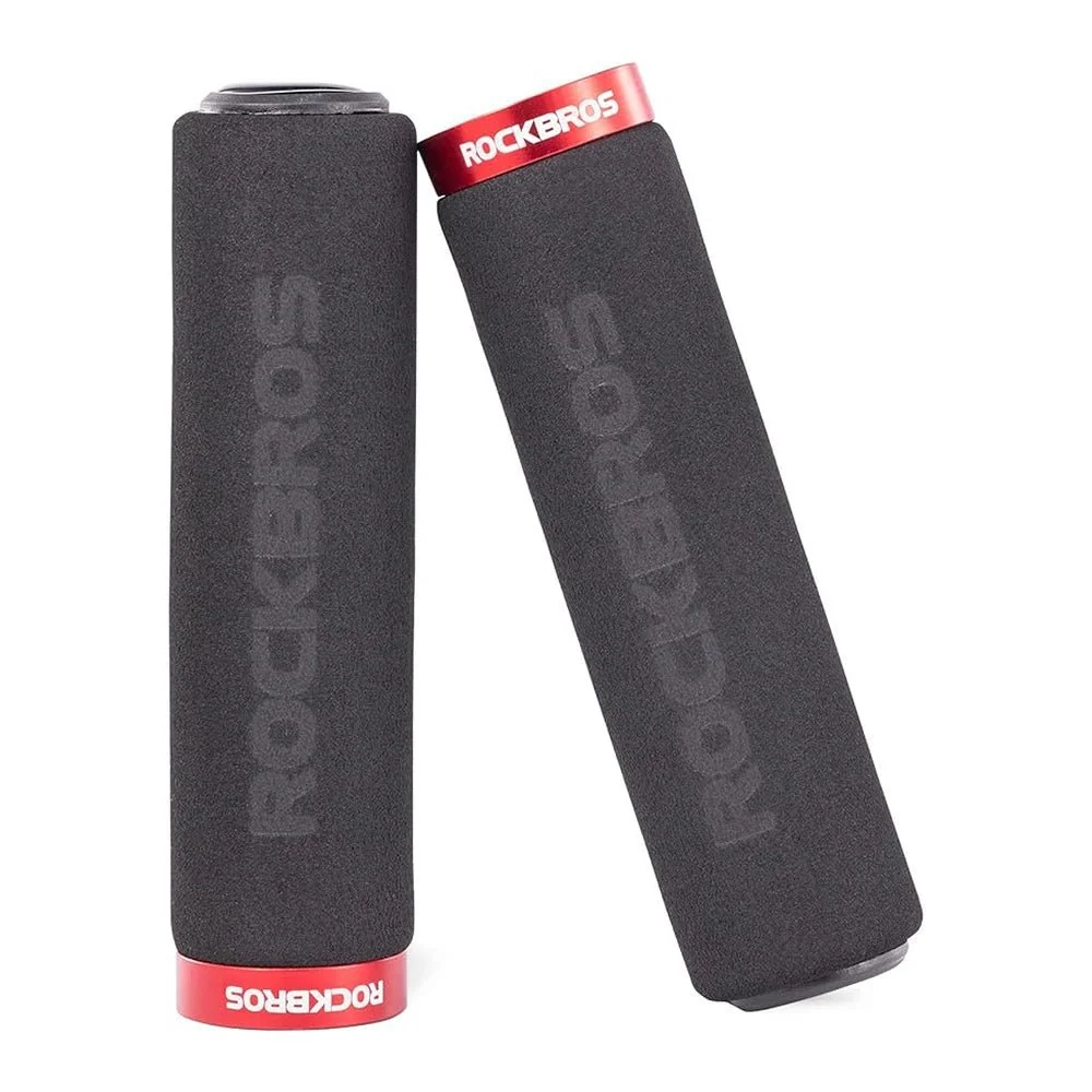 Rockbros BT1001BKRD Punhos de guiador de bicicleta em esponja - Preto e Vermelho
