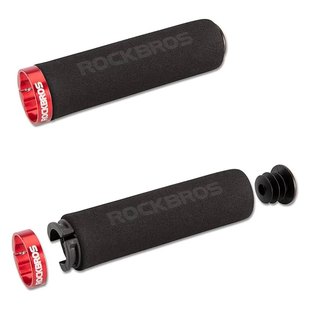 Rockbros BT1001BKRD Punhos de guiador de bicicleta em esponja - Preto e Vermelho