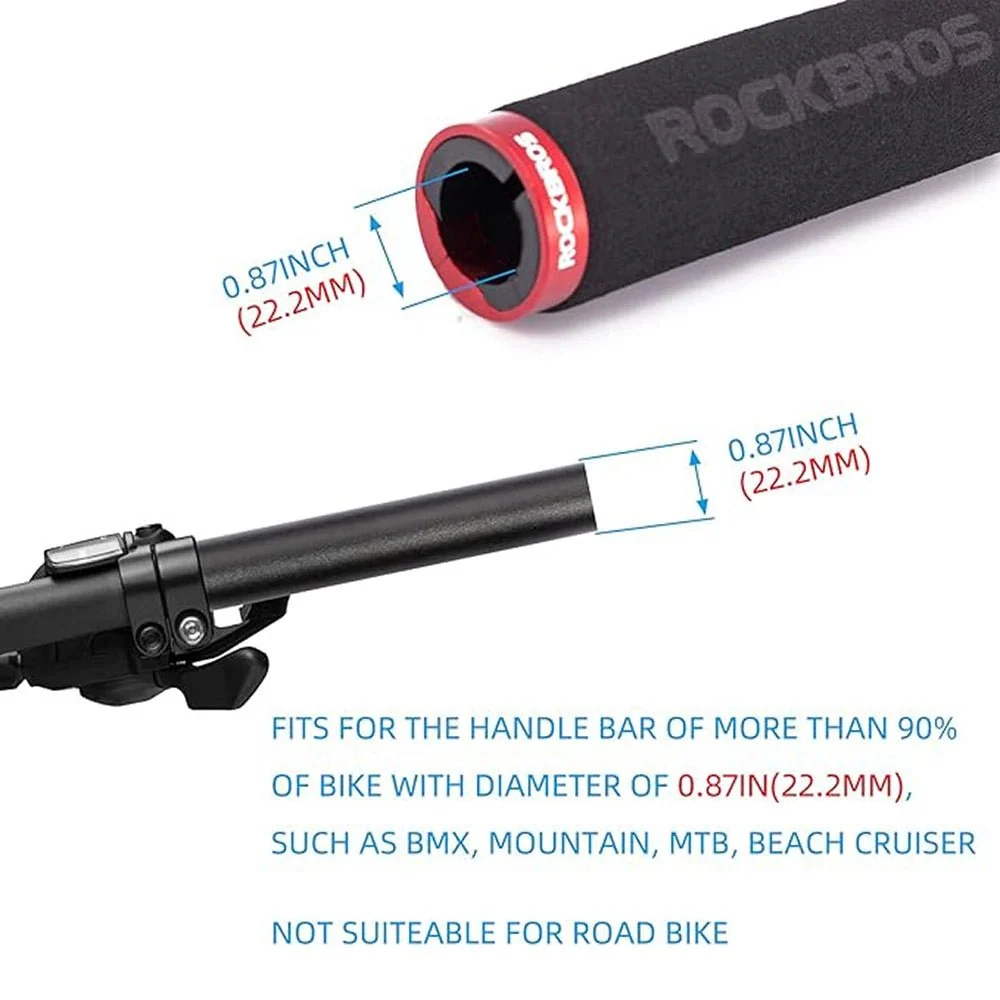 Rockbros BT1001BKRD Punhos de guiador de bicicleta em esponja - Preto e Vermelho