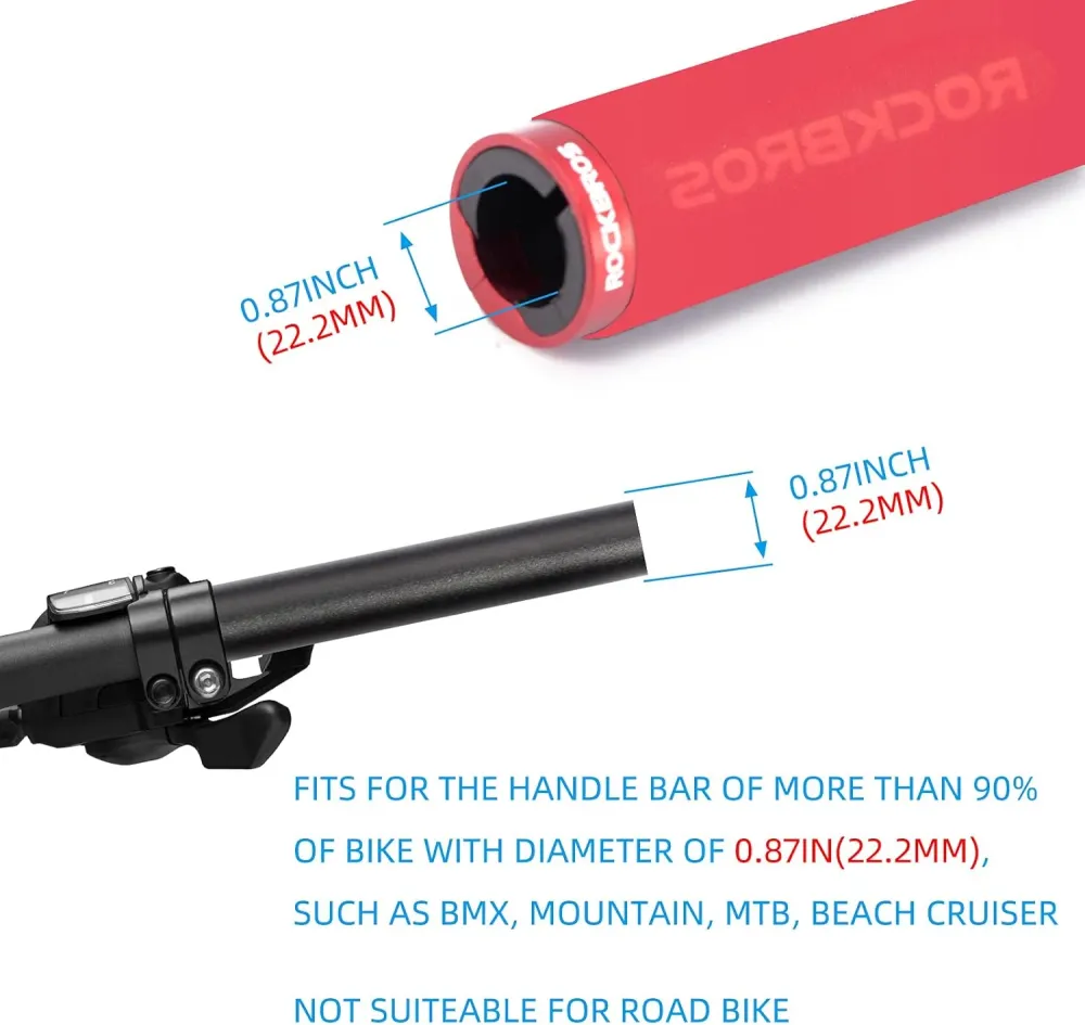 Rockbros Punhos de guiador de bicicleta em esponja - Vermelho