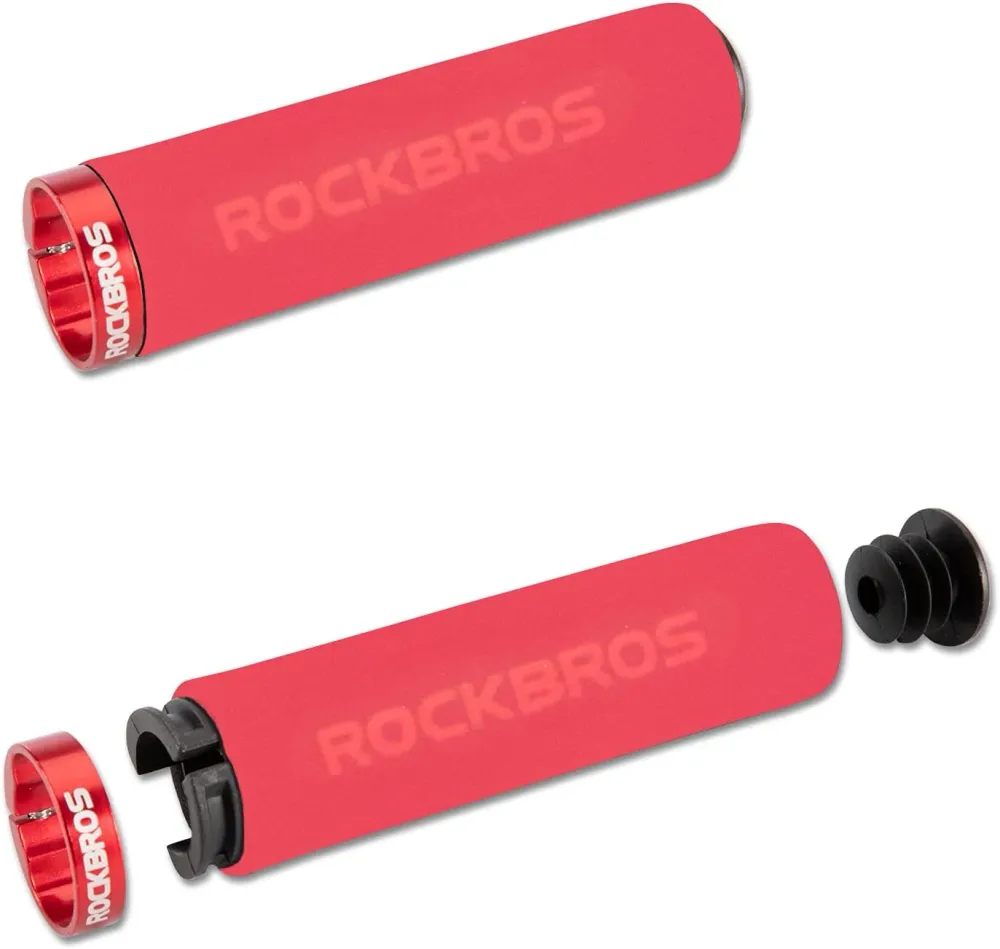 Rockbros Punhos de guiador de bicicleta em esponja - Vermelho