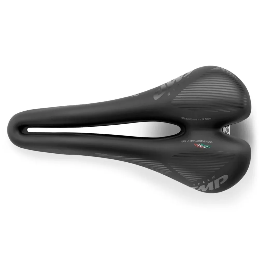 Selim SMP HYBRIDE 140 mm de largura Carris de ço Preto