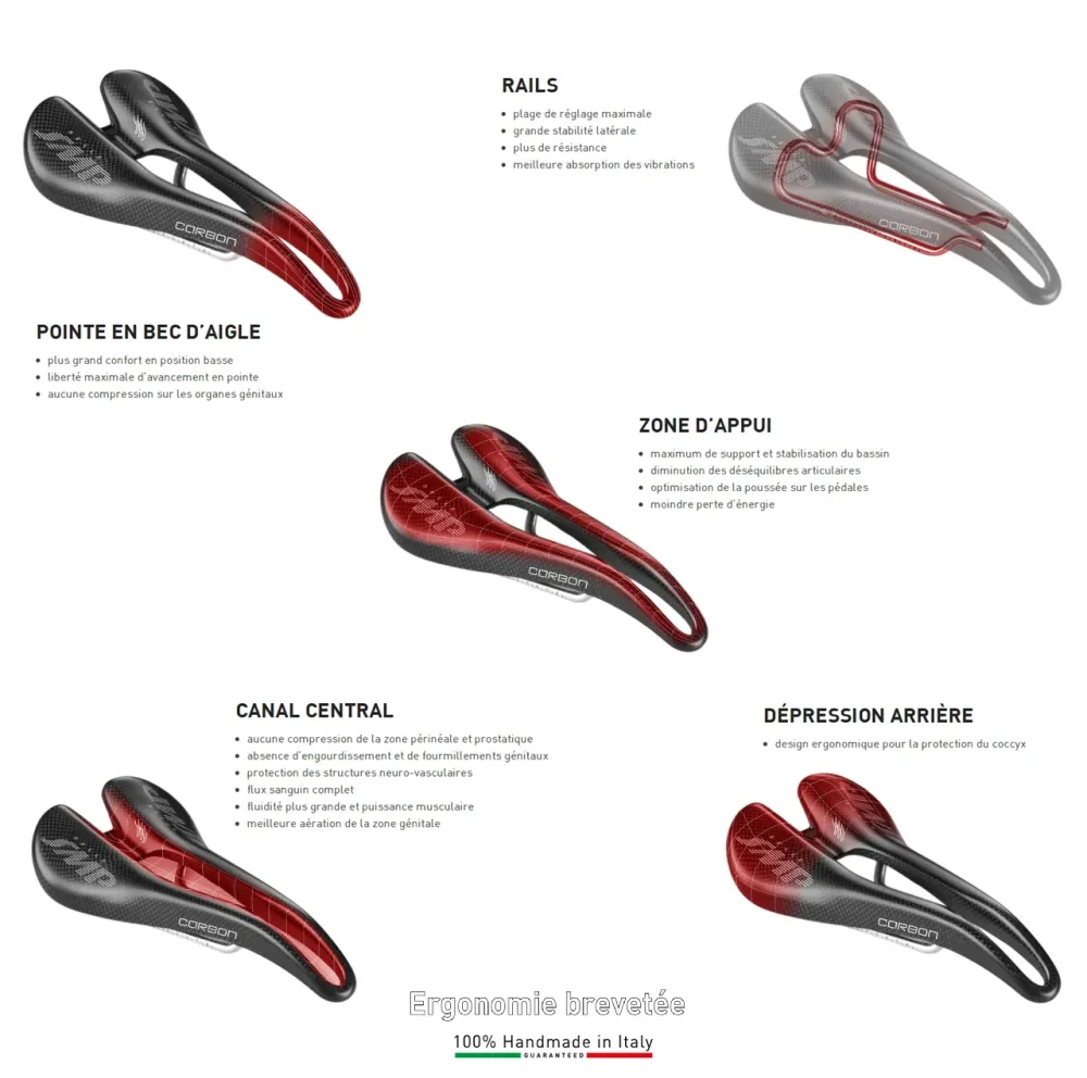 Selim SMP VT30 Largura 155mm Carris de ço Vermelho