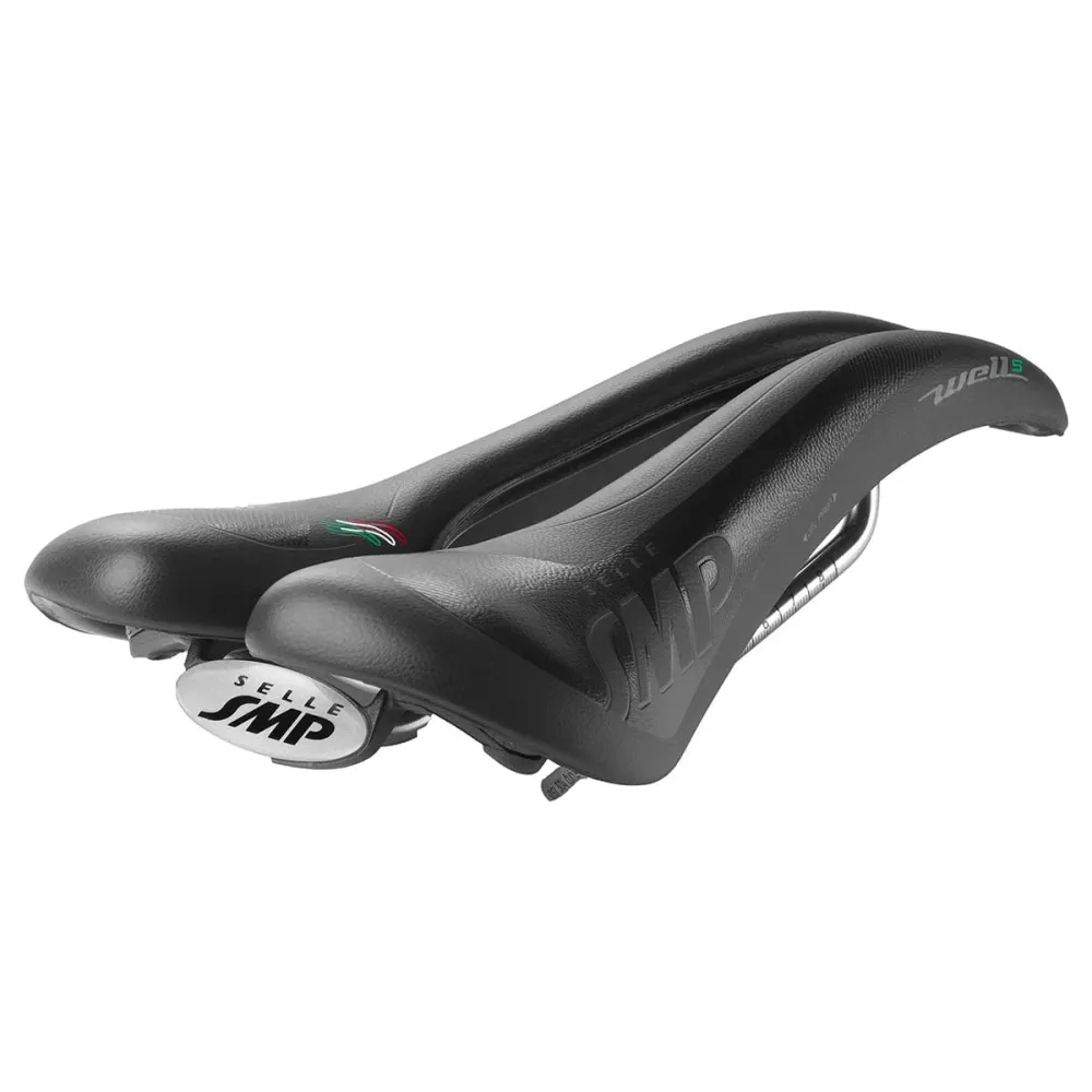 Selim SMP WELLE S GEL Largura 138mm Carris de ço Preto