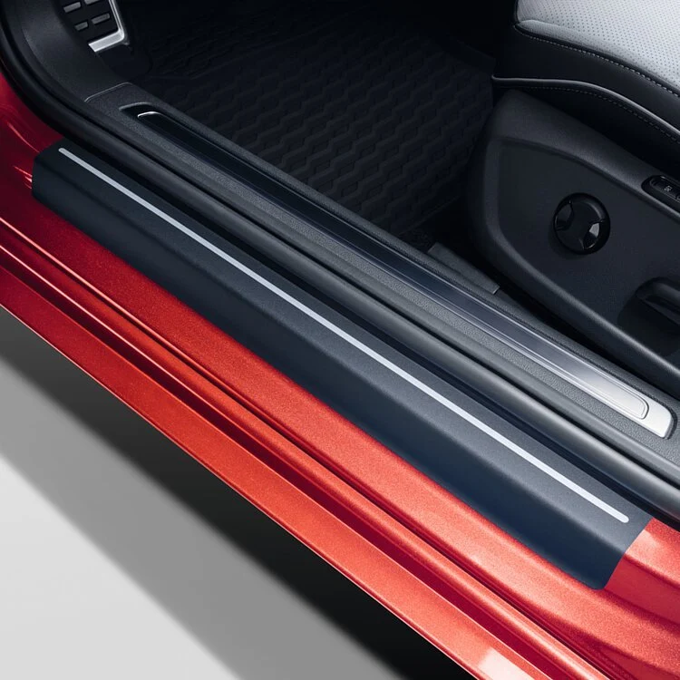 Set folii fata+spate protectie praguri originale Volkswagen Arteon 2017->, folie negru/silver