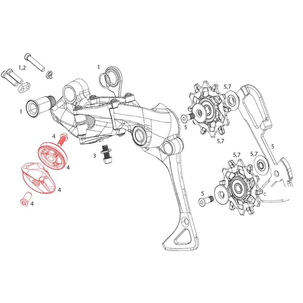 SRAM XX1 1x11V Desviador Traseiro Kit de polia guia de cabo #11.7518.016.000