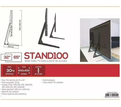 Suporte Multivisão Stand100 De Mesa Para Tv De 32 Até 65