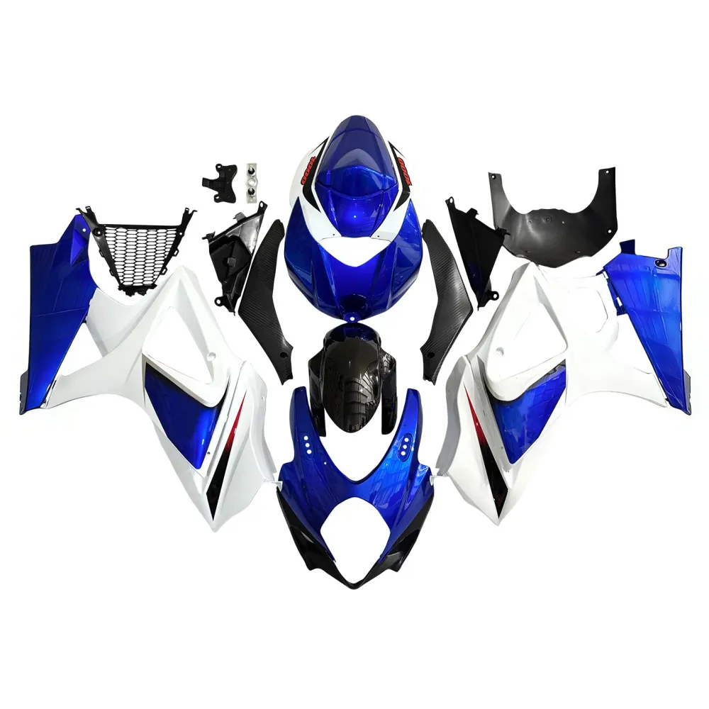 Suzuki GSXR 1000 Azul 2007-2008 & Carenagens de corrida brancas GSXR genéricas